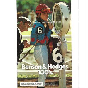 Benson Hedges 100 Cigarette Jockey ADVERT 1970s Vintage Print Ad 9 inch N